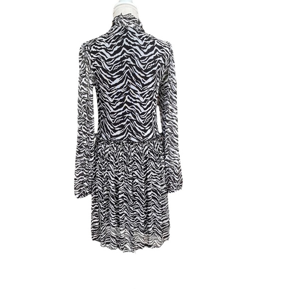 Zara Zebra‎ Print Mock Neck Ruffled Midi Dress Size: M New! - Picture 3 of 7